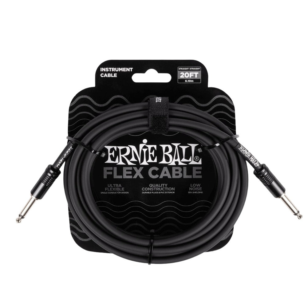 Ernie Ball P06435 Flex Instrument Cable 20 Ft, Black | Zoso Music Sdn Bhd