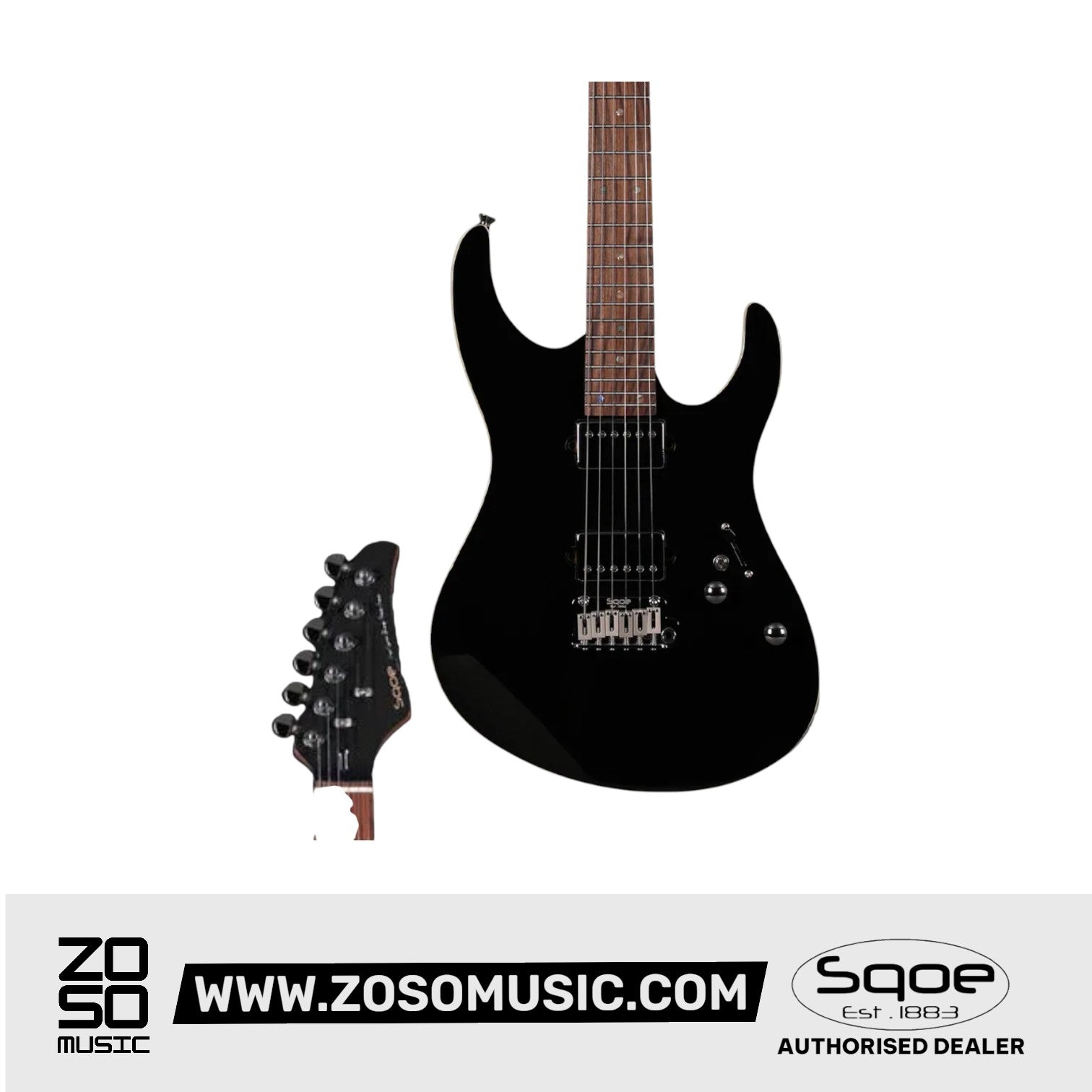 SQOE SEIB500 HH Roasted Maple Neck Electric Guitar with Tremolo |  SQOE |  ELECTRIC GUITAR |  Zoso Music
