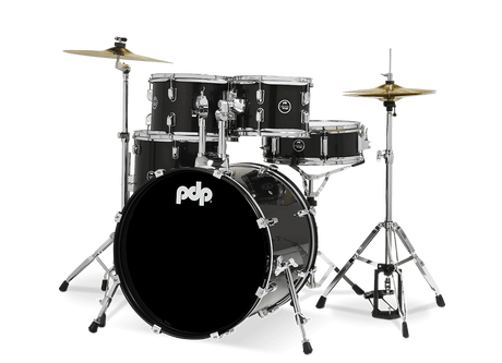 DW PDP Center Stage 5-pc Complete Drum Kit with Hardware, Stool & Cymbals - Iridescent Black Sparkle