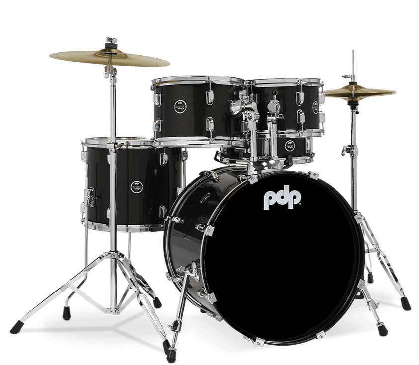 DW PDP Center Stage 5-pc Complete Drum Kit with Hardware, Stool & Cymbals - Iridescent Black Sparkle | Zoso Music Sdn Bhd