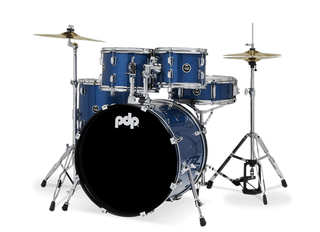 DW PDP Center Stage 5-pc Complete Drum Kit with Hardware, Stool & Cymbals - Royal Blue Sparkle |  PDP |  DRUM-ACOUSTIC |  Zoso Music