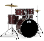 DW PDP Center Stage 5-pc Complete Drum Kit with Hardware, Stool & Cymbals - Ruby Red Sparkle | Zoso Music Sdn Bhd