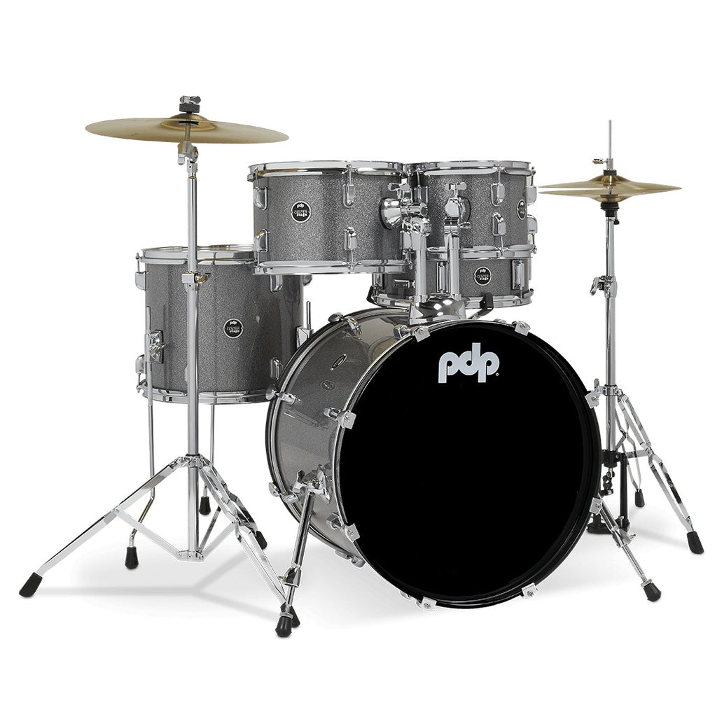 DW PDP Center Stage 5-pc Complete Drum Kit with Hardware, Stool & Cymbals - Silver Sparkle | Zoso Music Sdn Bhd