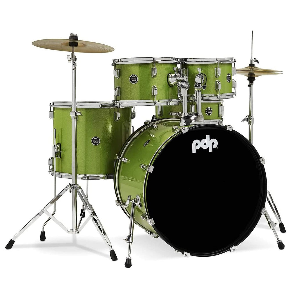 DW PDP Center Stage 5-pc Complete Drum Kit with Hardware, Stool & Cymbals - Electric Green Sparkle