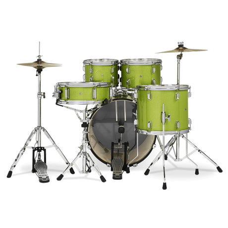 DW PDP Center Stage 5-pc Complete Drum Kit with Hardware, Stool & Cymbals - Electric Green Sparkle |  PDP |  DRUM-ACOUSTIC |  Zoso Music