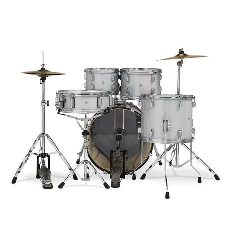 DW PDP Center Stage 5-pc Complete Drum Kit with Hardware, Stool & Cymbals - Diamond White Sparkle