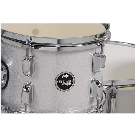 DW PDP Center Stage 5-pc Complete Drum Kit with Hardware, Stool & Cymbals - Diamond White Sparkle