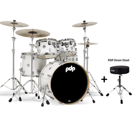 DW PDP Concept Maple 5-pc Drum Kit with Hardware - Pearlescent White |  PDP |  DRUM-ACOUSTIC |  Zoso Music