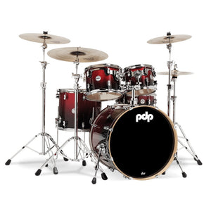 DW PDP Concept Maple 5-pc Drum Kit with Hardware - Red to Black Fade | Zoso Music Sdn Bhd