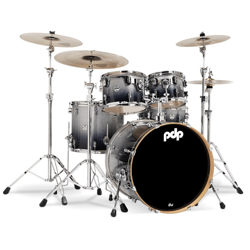 DW PDP Concept Maple 5-pc Drum Kit with Hardware - Silver to Black Fade | Zoso Music Sdn Bhd