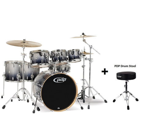 DW PDP Concept Maple 7-pc Drum Kit with Hardware - Silver to Black Fade |  PDP |  DRUM-ACOUSTIC |  Zoso Music