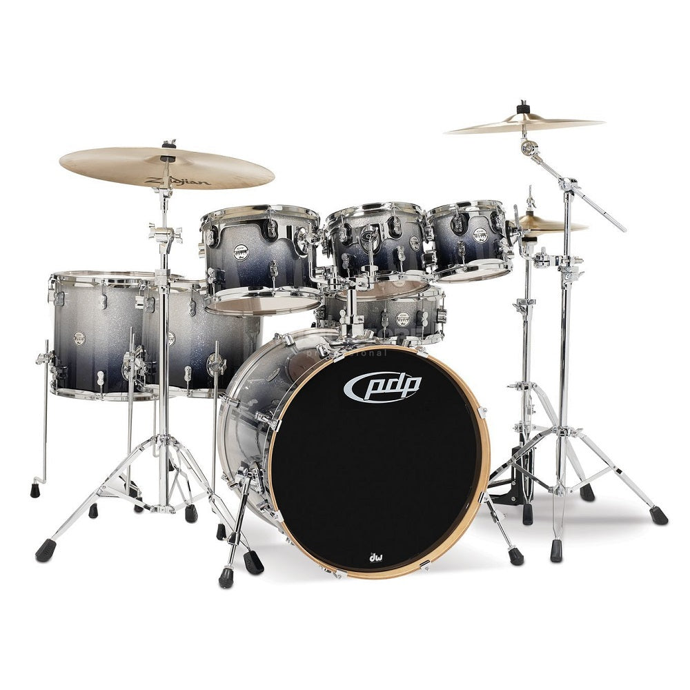 DW PDP Concept Maple 7-pc Drum Kit with Hardware - Silver to Black Fade | Zoso Music Sdn Bhd