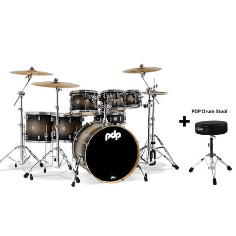 DW PDP Concept Maple 7-pc Drum Kit with Hardware - Satin Charcoal Burst