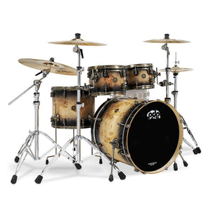 DW PDP 2023 LTD 5-pc Drum Kit with Hardware - Mapa Burl to Black Burst Lacquer | Zoso Music Sdn Bhd