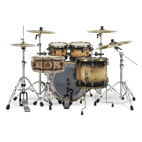 DW PDP 2023 LTD 5-pc Drum Kit with Hardware - Mapa Burl to Black Burst Lacquer |  PDP |  DRUM-ACOUSTIC |  Zoso Music