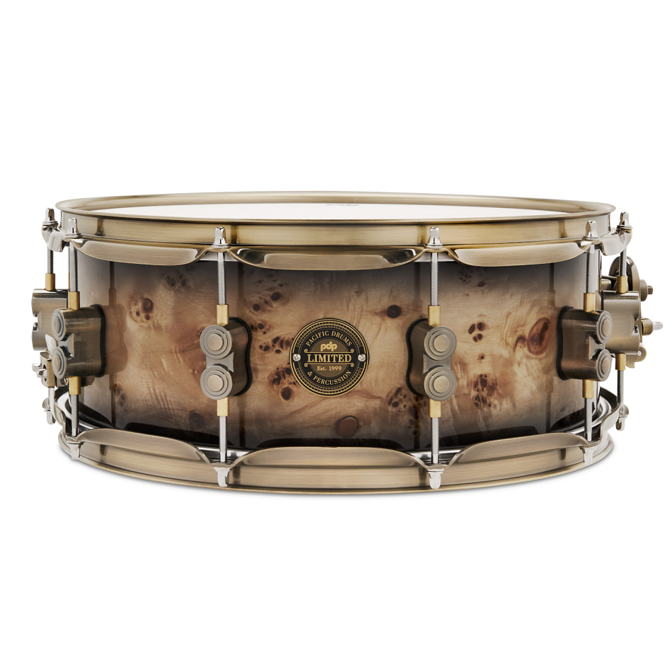 DW PDP 2023 LTD Snare Drum - Mapa Burl to Black Burst Lacquer | Zoso Music Sdn Bhd