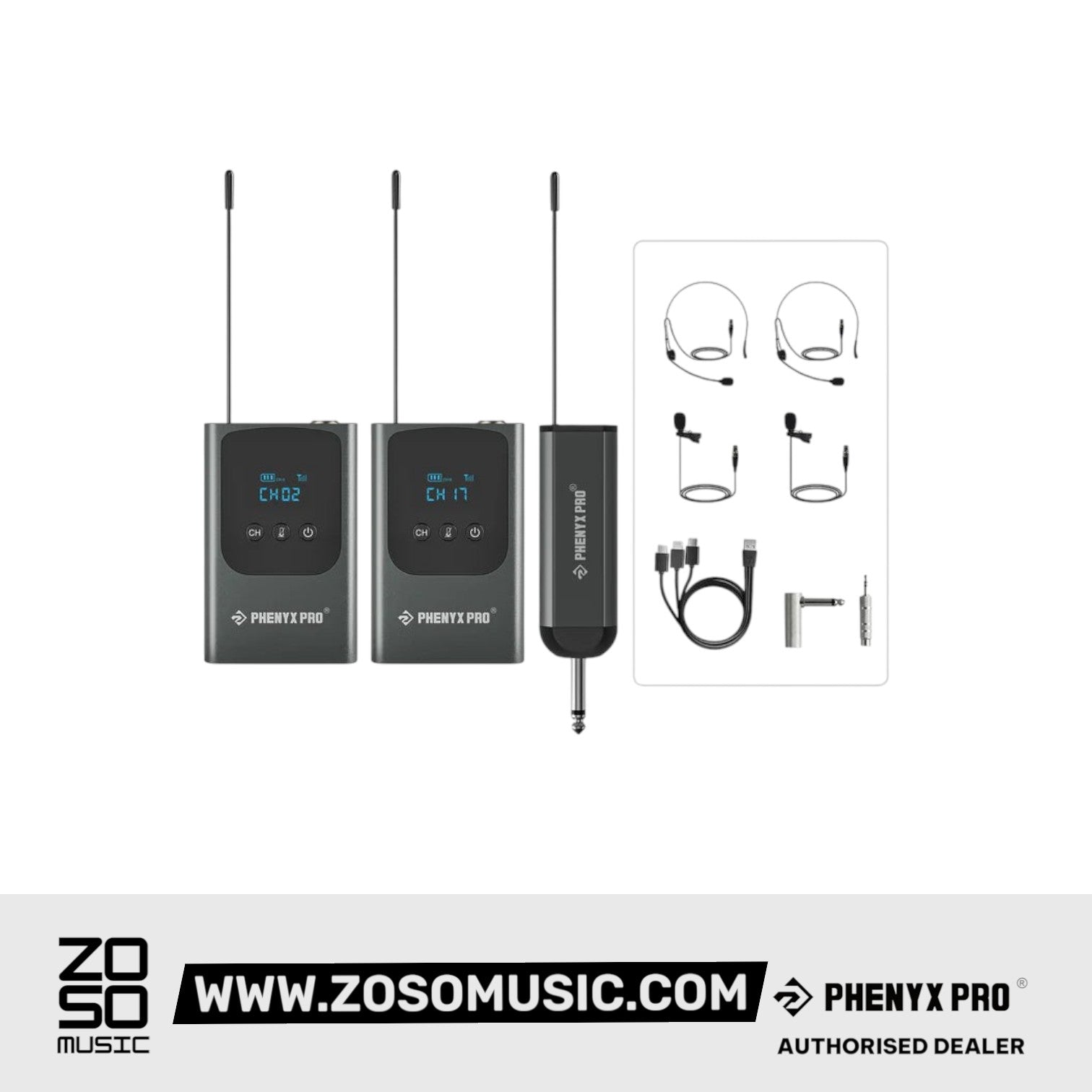 Phenyx Pro PDP-2-2B(900) Dual Digital Portable Wireless Microphone System