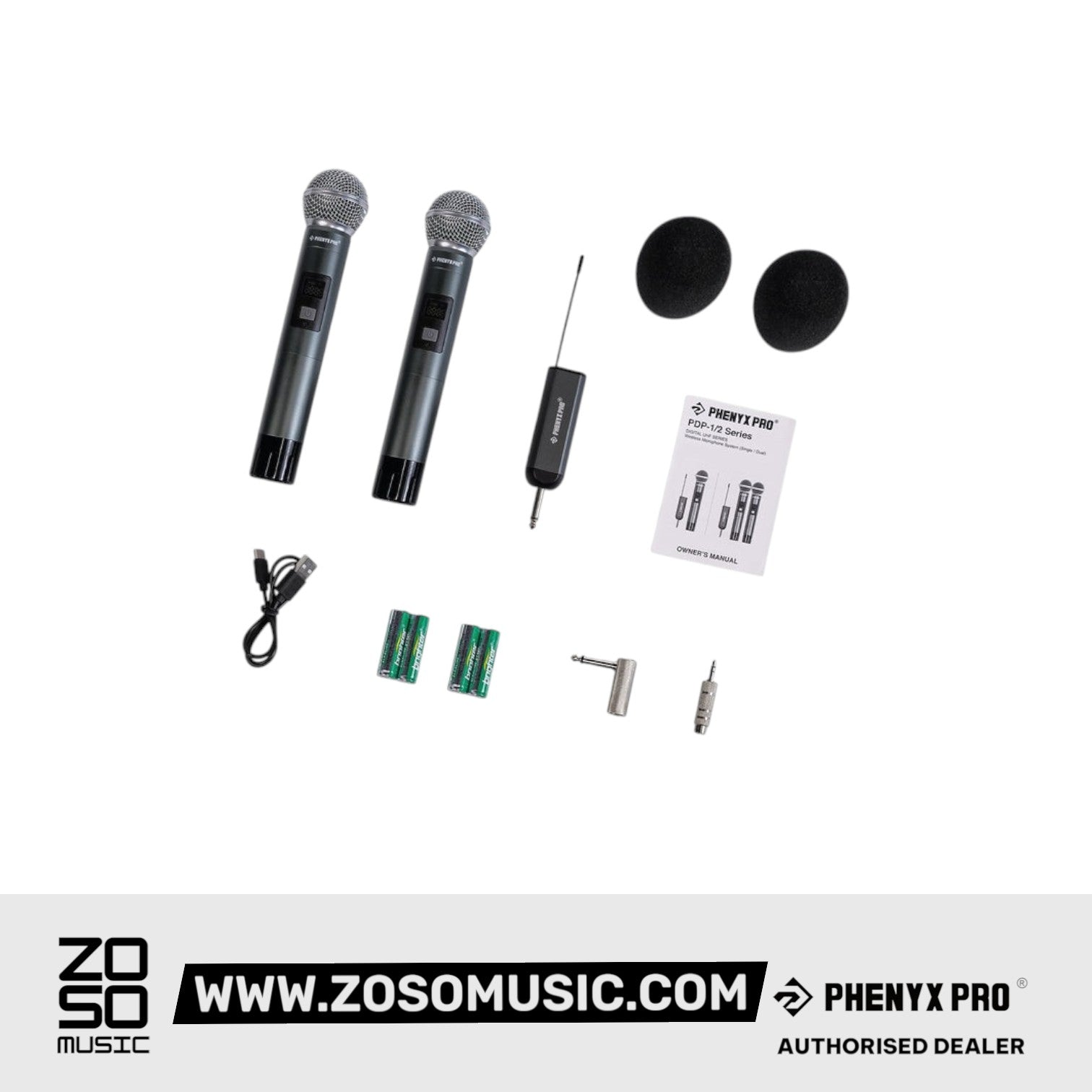 Phenyx Pro PDP-2-2H Dual Digital Portable Wireless Microphone System - 900MHz
