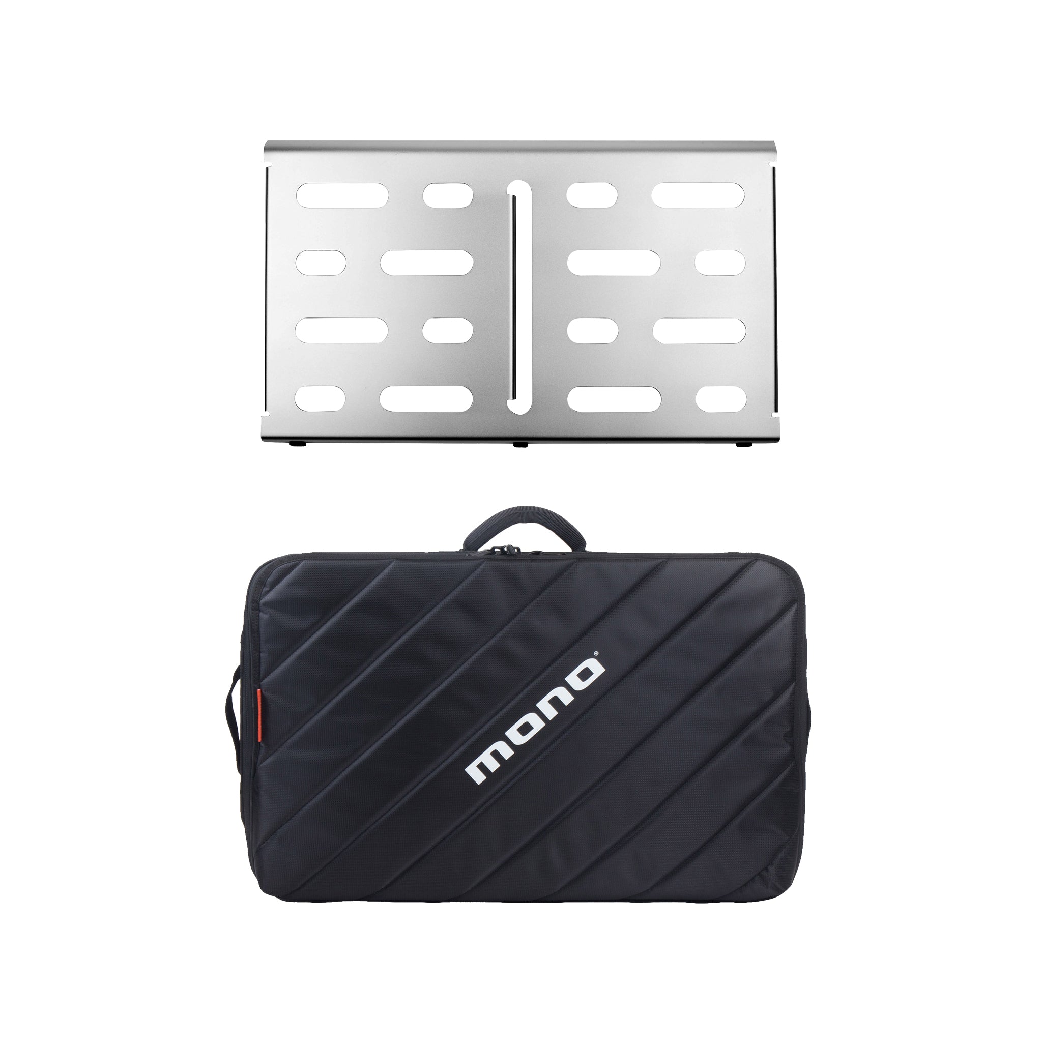 MONO Pedalboard Medium, Silver and Tour Accessory Case 2.0, Black - ZOSO MUSIC