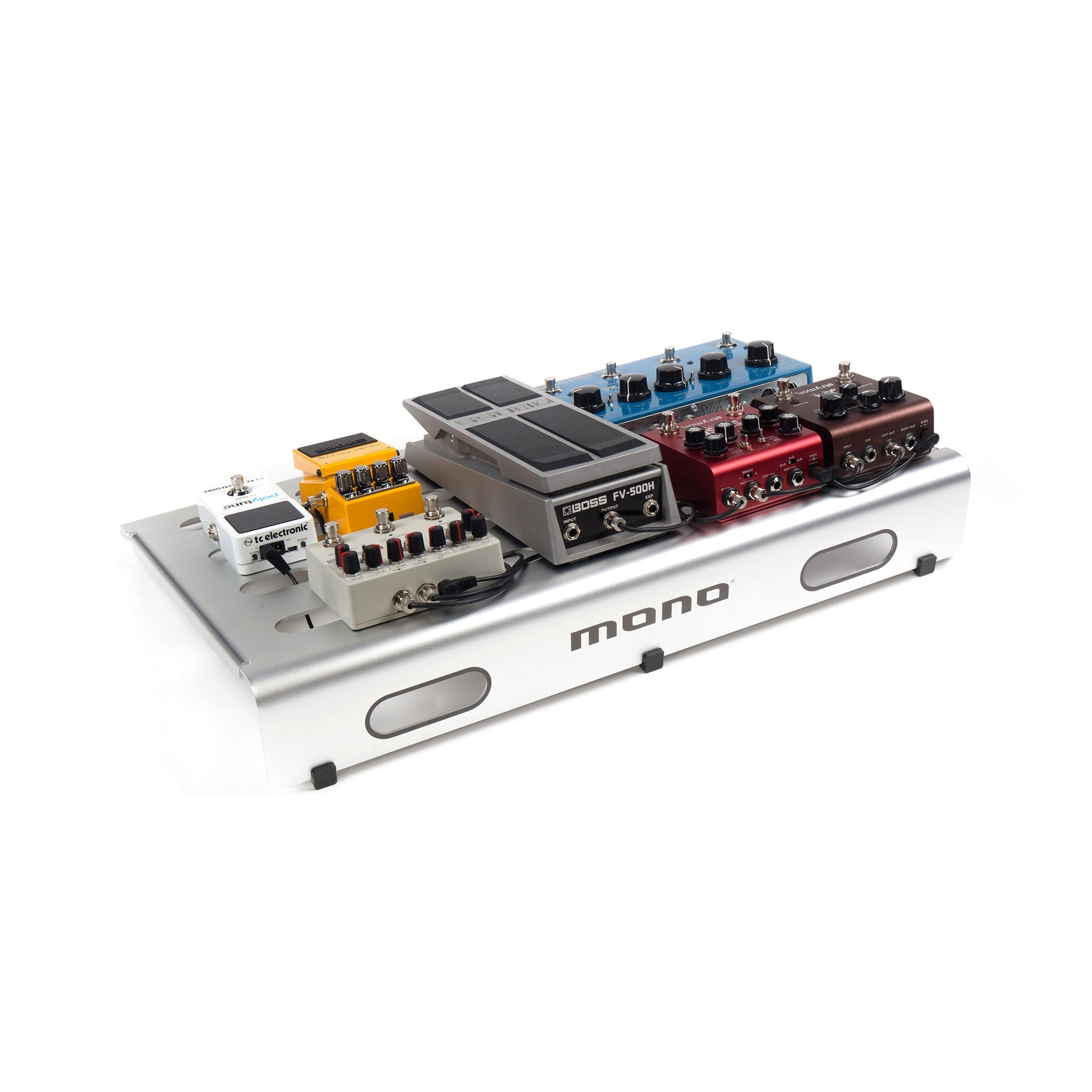 MONO Pedalboard Medium, Silver and Tour Accessory Case 2.0, Black - ZOSO MUSIC