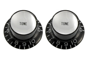 ALLPARTS PK-0182-023 Tone Reflector Knobs - Black with Silver (Pack of 2) | Zoso Music Sdn Bhd