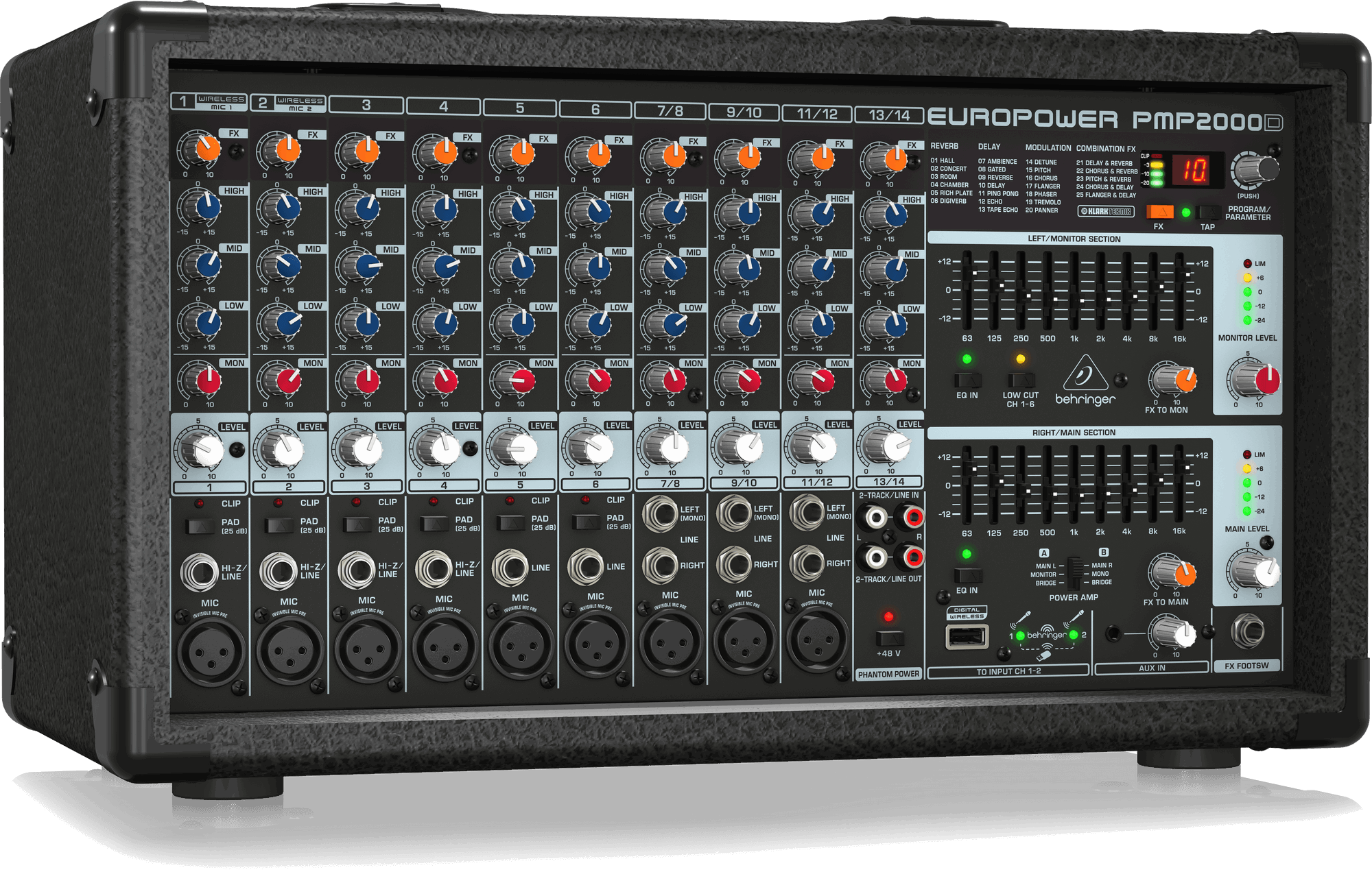 Behringer PMP2000D 14-channel 2000-Watt Powered Mixer (PMP-2000D) | BEHRINGER , Zoso Music