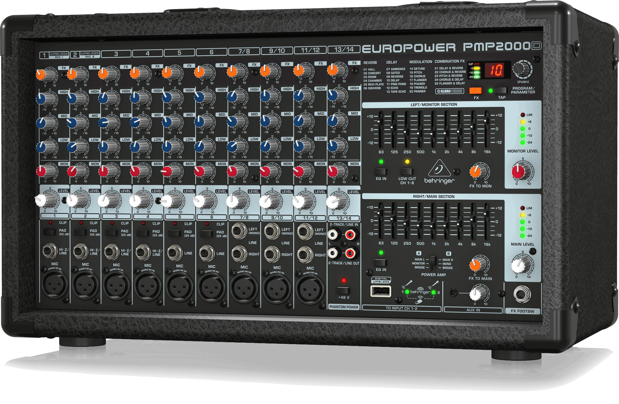 Behringer PMP2000D 14-channel 2000-Watt Powered Mixer (PMP-2000D) | BEHRINGER , Zoso Music