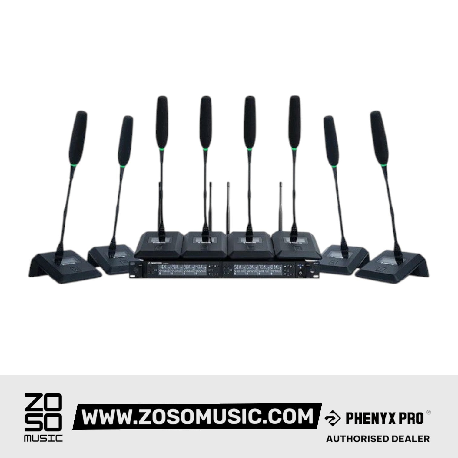 Phenyx Pro PTC-8 Wireless Conference Microphone System w/ 8 Gooseneck Mics