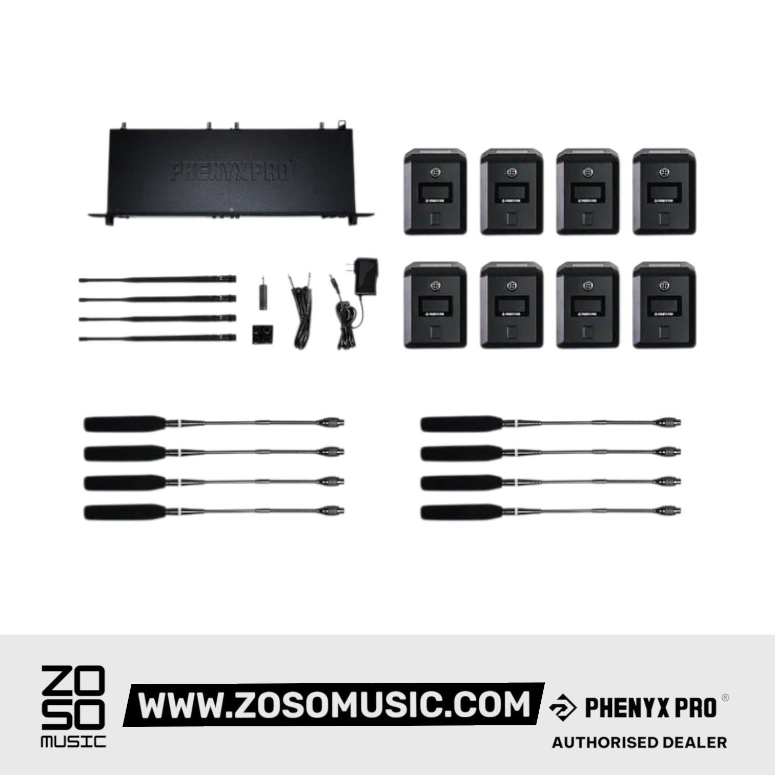 Phenyx Pro PTC-8 Wireless Conference Microphone System w/ 8 Gooseneck Mics