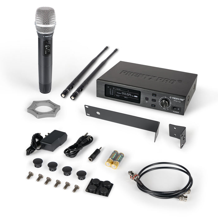 Phenyx Pro Best Budget Wireless PTU-1U-1H UHF Professional Dynamic Microphone, 328ft Range
