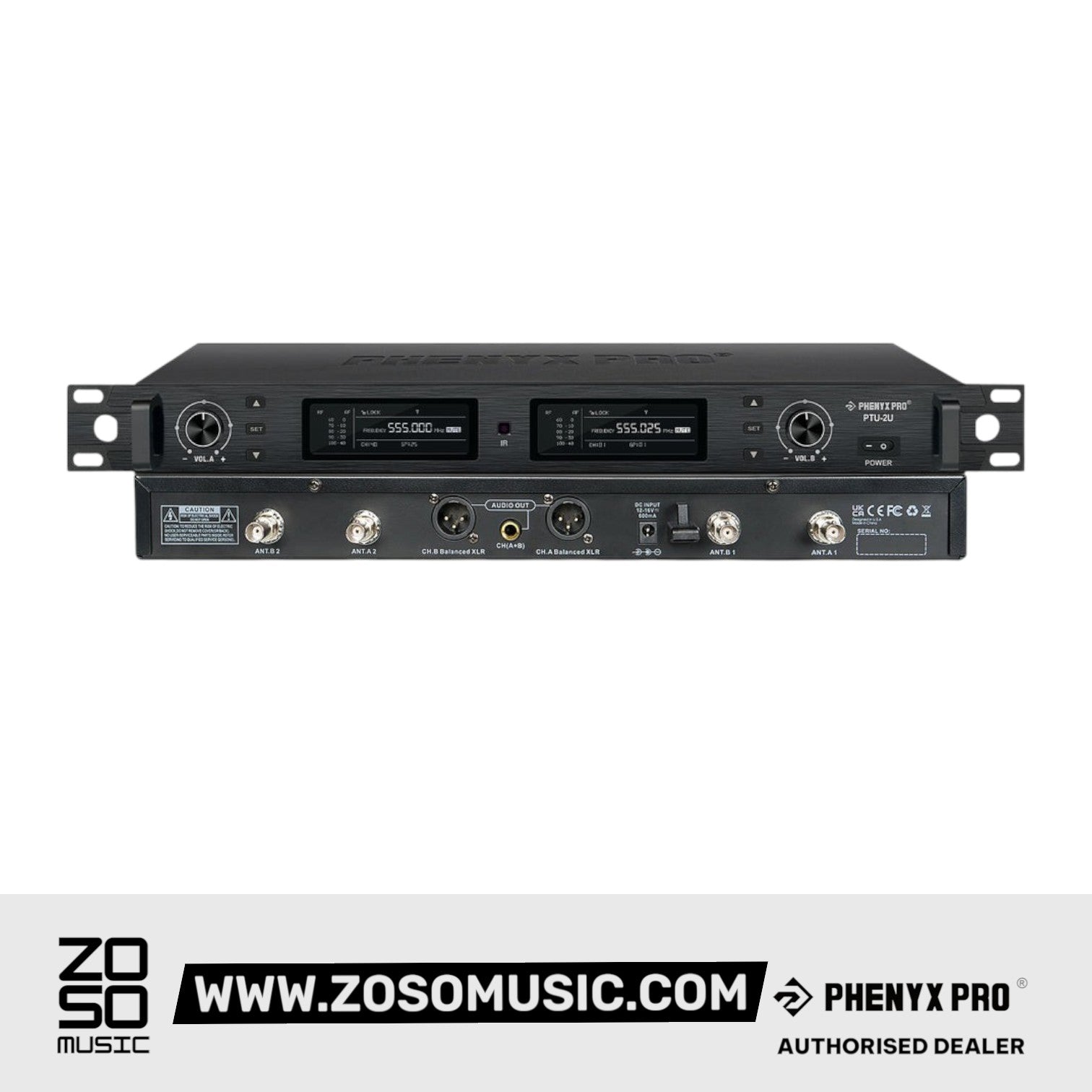 Phenyx Pro PTU-2U-2H Wireless Microphone System, True Diversity Dual Cordless Microphone Set |  PHENYX PRO |  WIRELESS-ANTENNA |  Zoso Music