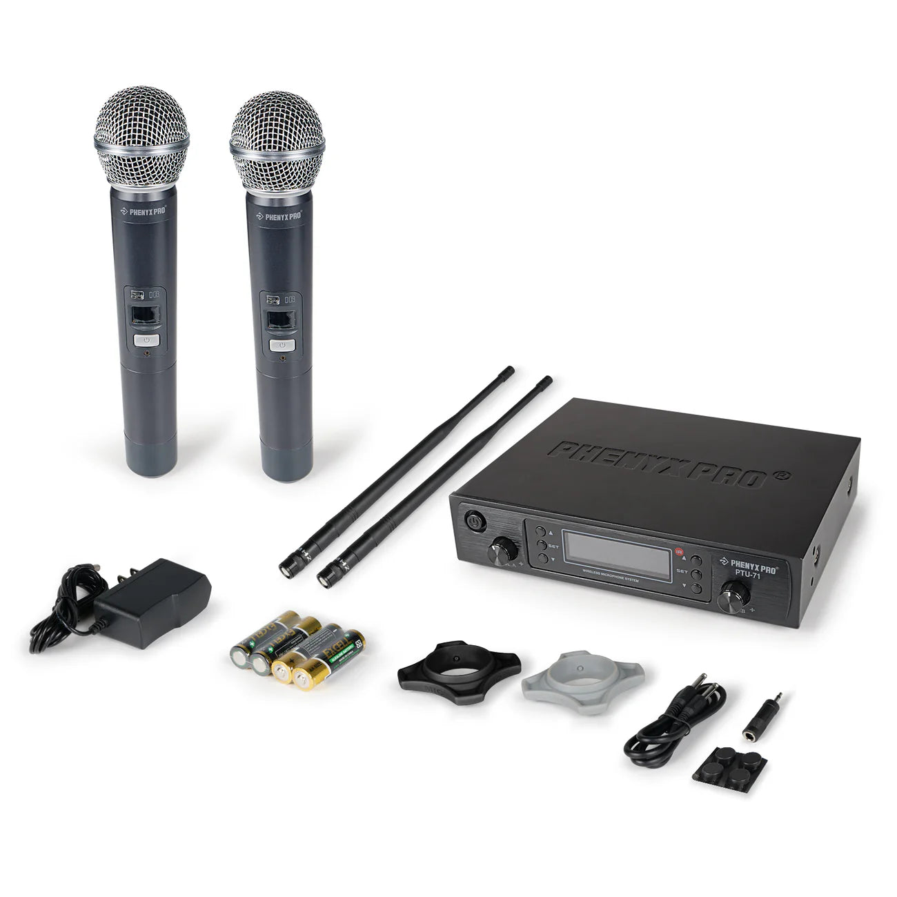 Phenyx Pro Best Budget Wireless PTU-71A Dual Handheld UHF Wireless Microphone System