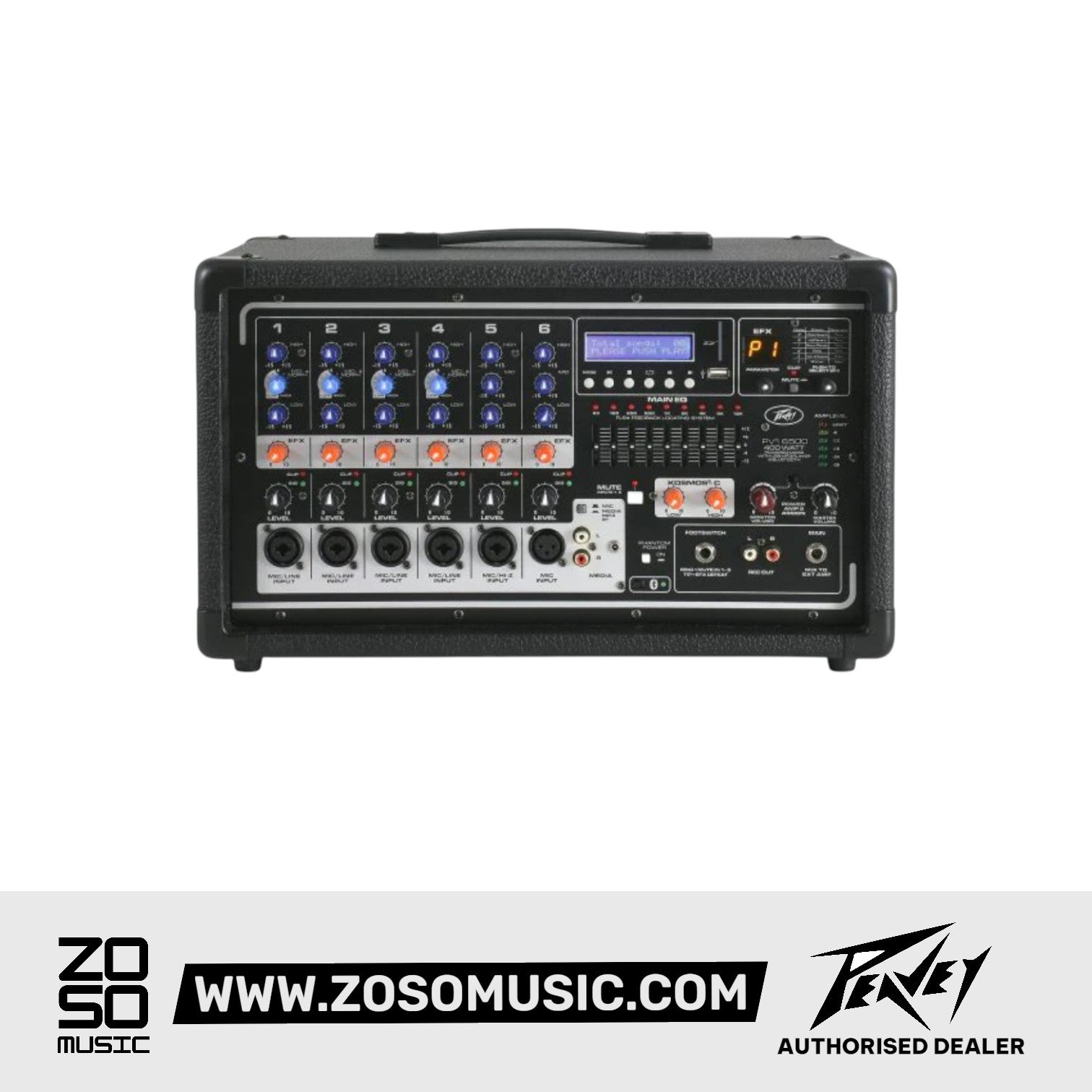 Peavey PVi 6500 6-channel 400W Powered Mixer |  PEAVEY |  MIXER-POWERED |  Zoso Music