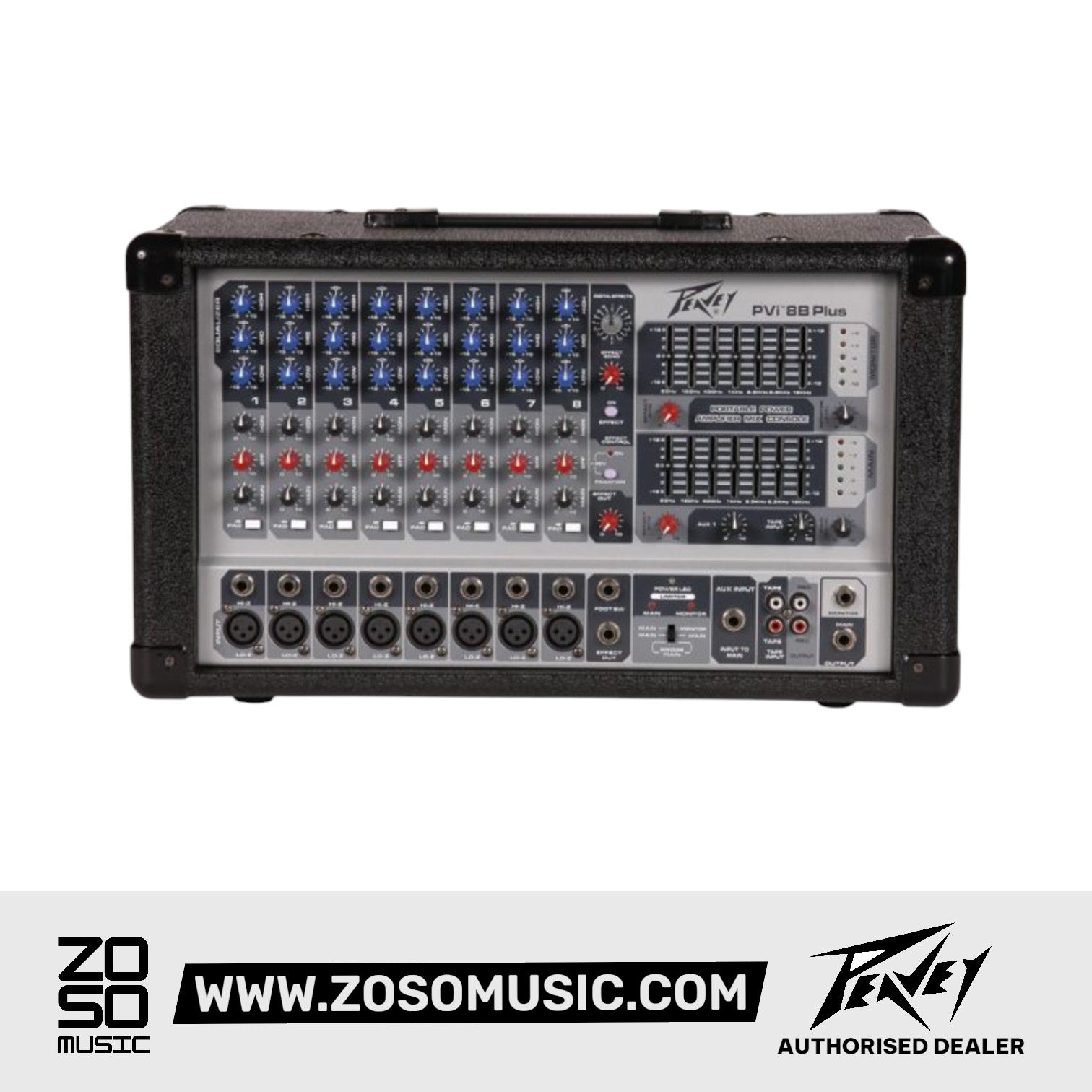 Peavey PVi 8B - 8 Channel 150-Watt Powered Mixer |  PEAVEY |  MIXER-POWERED |  Zoso Music