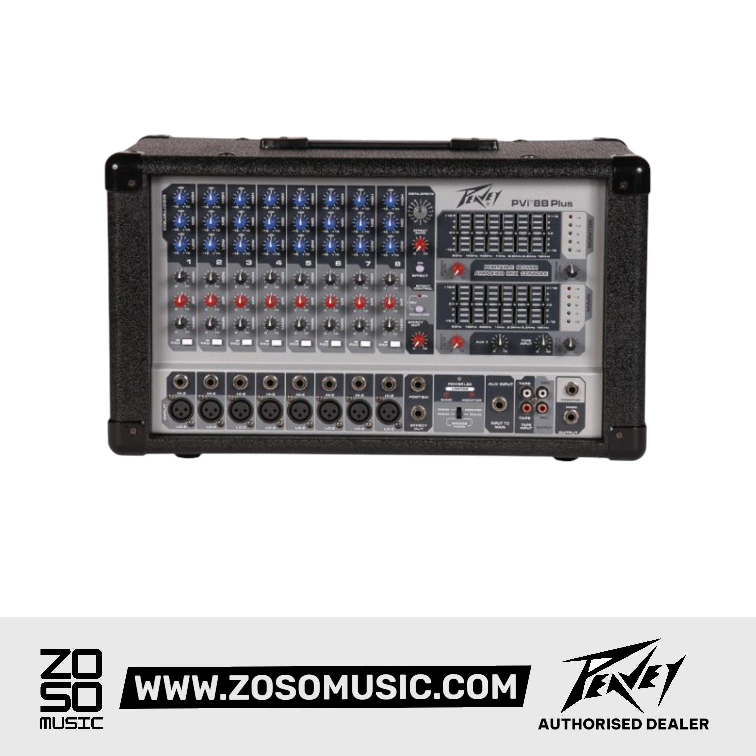 Peavey PVi® 8 Plus 700W All In One Powered Mixer |  PEAVEY |  MIXER-POWERED |  Zoso Music