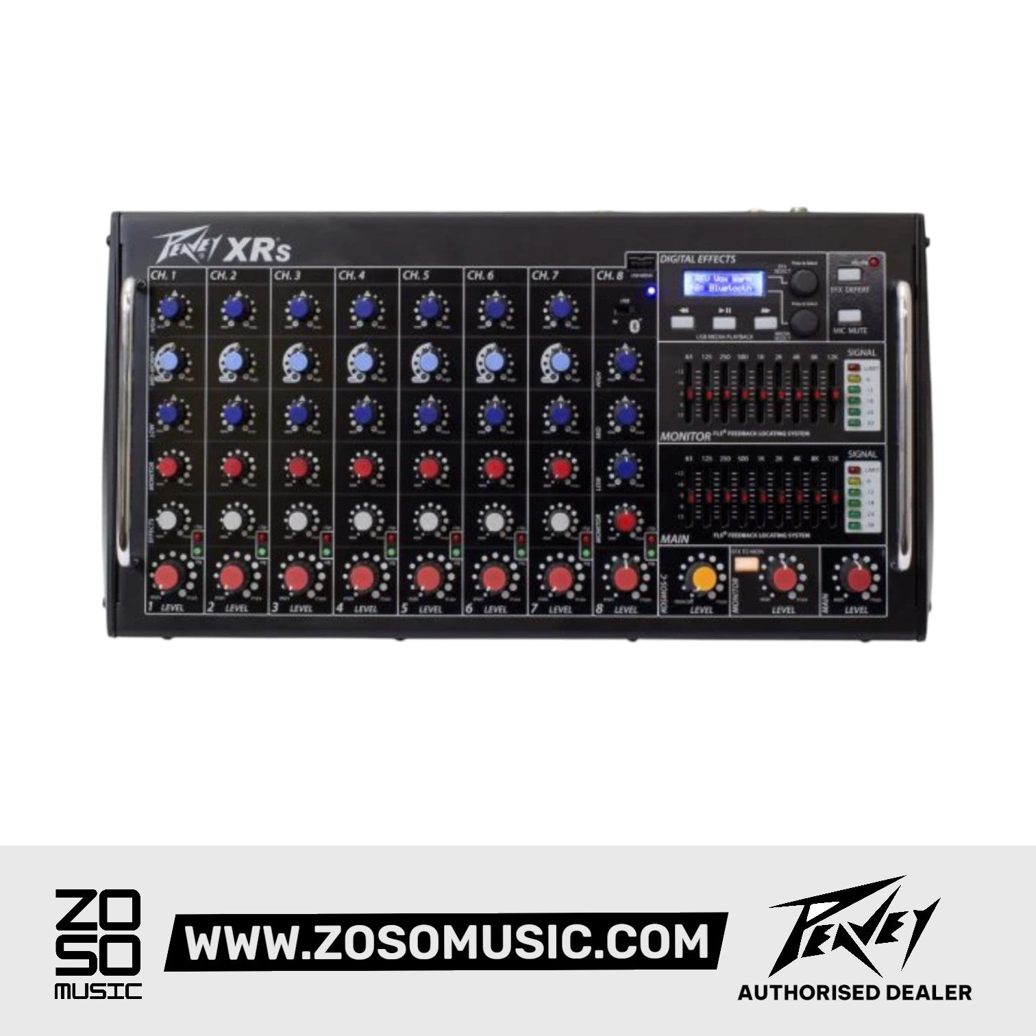 Peavey XR-S 8-channel 1500W Powered Mixer with FX |  PEAVEY |  MIXER-POWERED |  Zoso Music