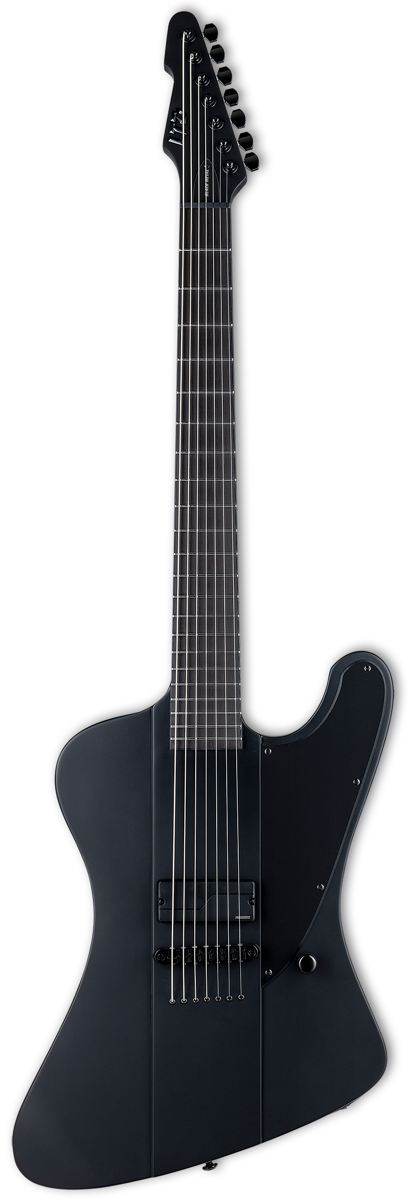 ESP LTD Phoenix-7 Baritone Black Metal Electric Guitar - Black Satin Zoso Music