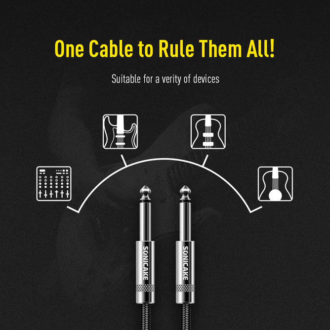 SONICAKE QGC-21 10ft / 3m Braided Guitar Cable (Straight to Straight) - Black