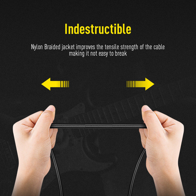 SONICAKE QGC-21 10ft / 3m Braided Guitar Cable (Straight to Straight) - Black