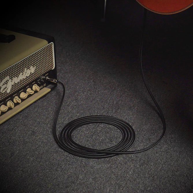 SONICAKE QGC-22 20ft / 6m Braided Guitar Cable (Right Angle to Straight) - Black