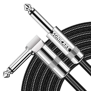 SONICAKE QGC-22 20ft / 6m Braided Guitar Cable (Right Angle to Straight) - Black | Zoso Music Sdn Bhd