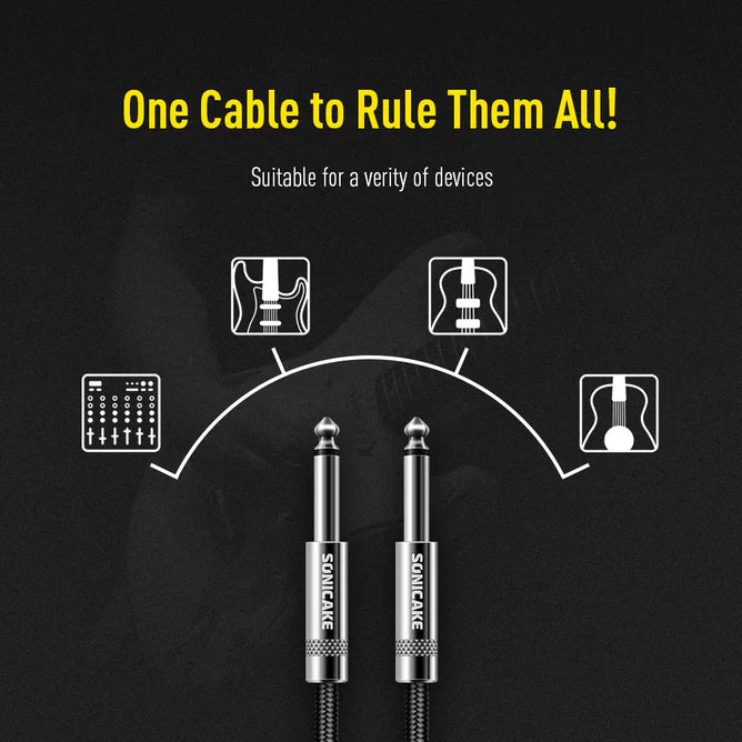 SONICAKE QGC-23 20ft / 6m Braided Guitar Cable (Straight to Straight) - Black