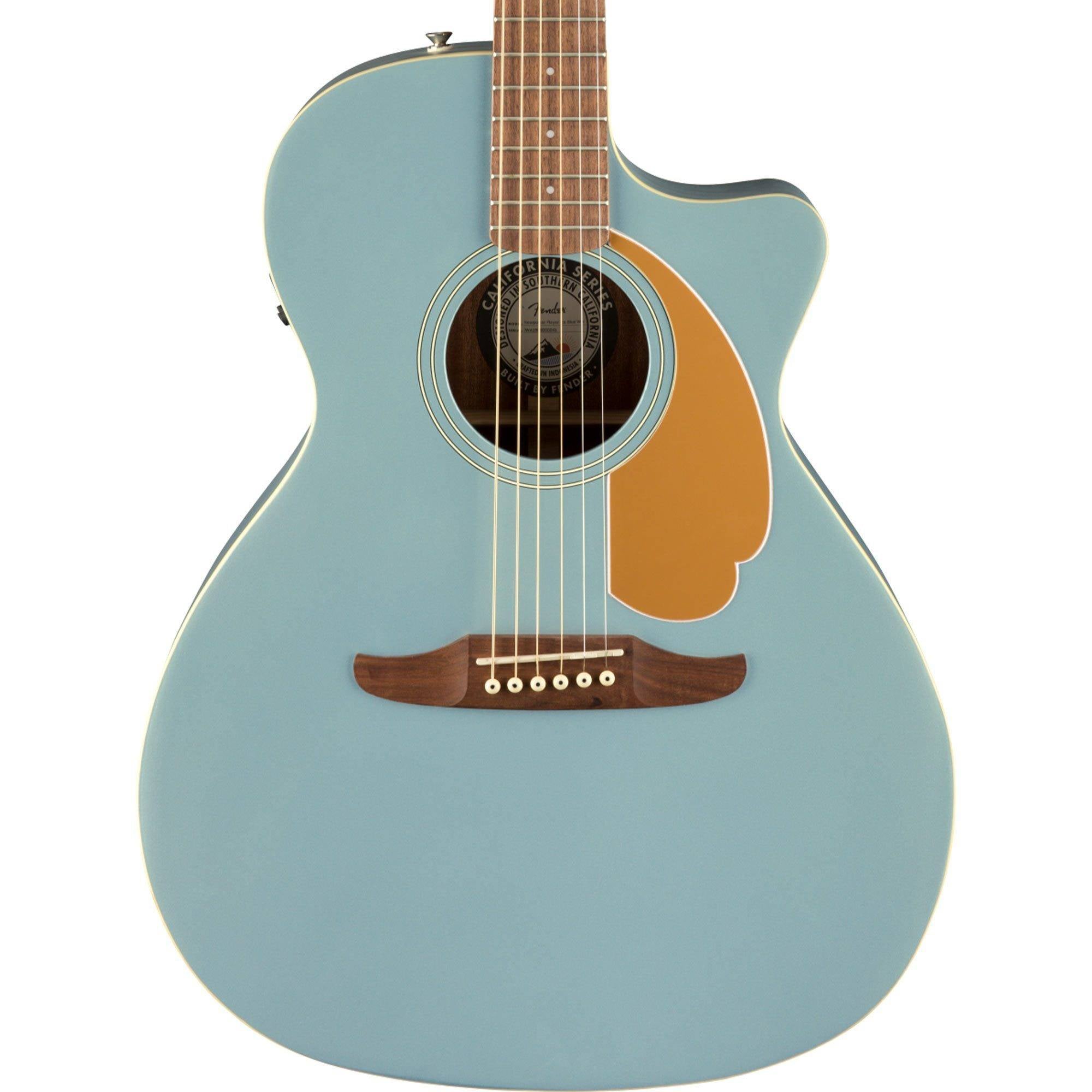 Fender California Newporter Player Medium-Sized Acoustic Guitar, Walnut FB, Ice Blue Satin