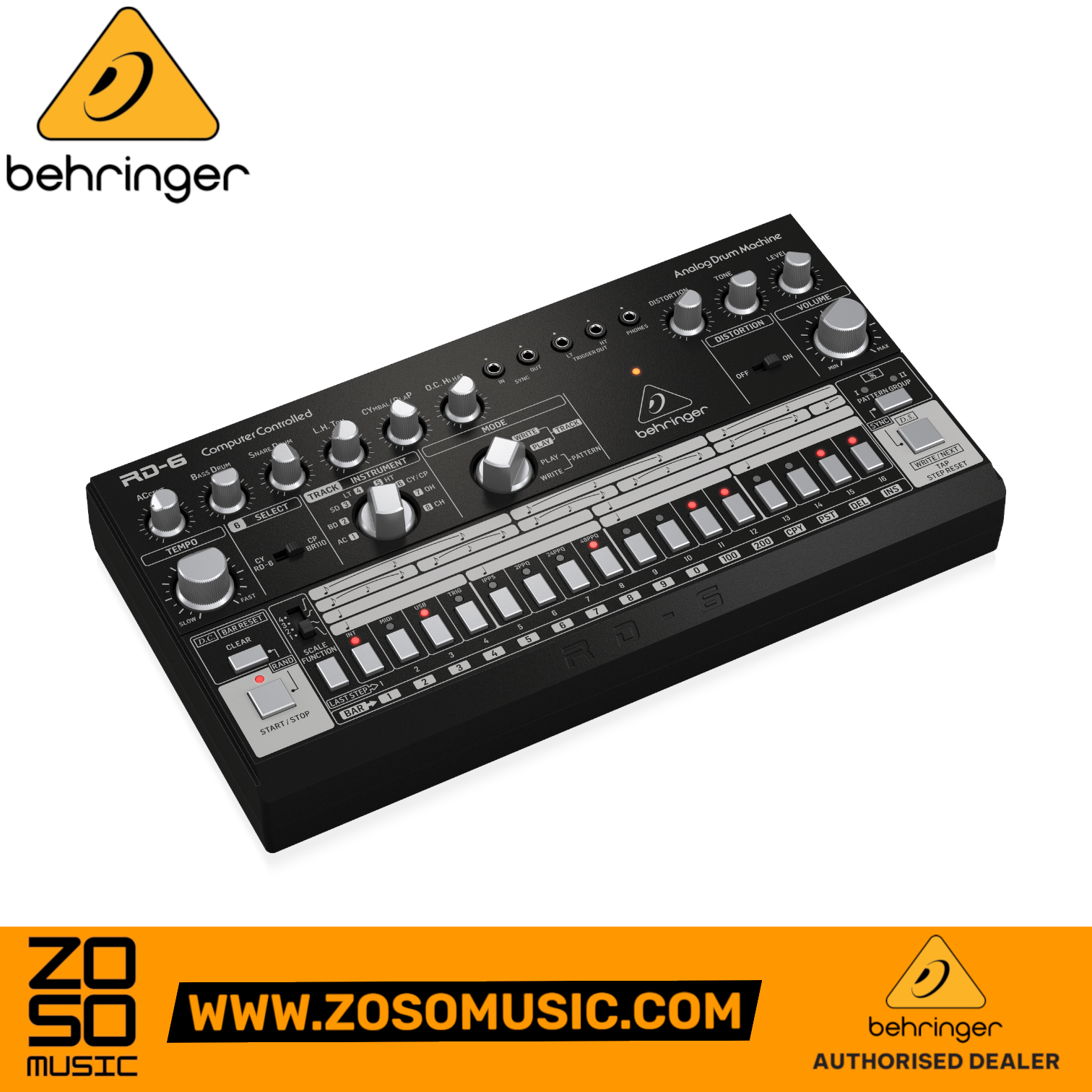 Behringer RD-6-BK Analog Drum Machine - Black | BEHRINGER , Zoso Music