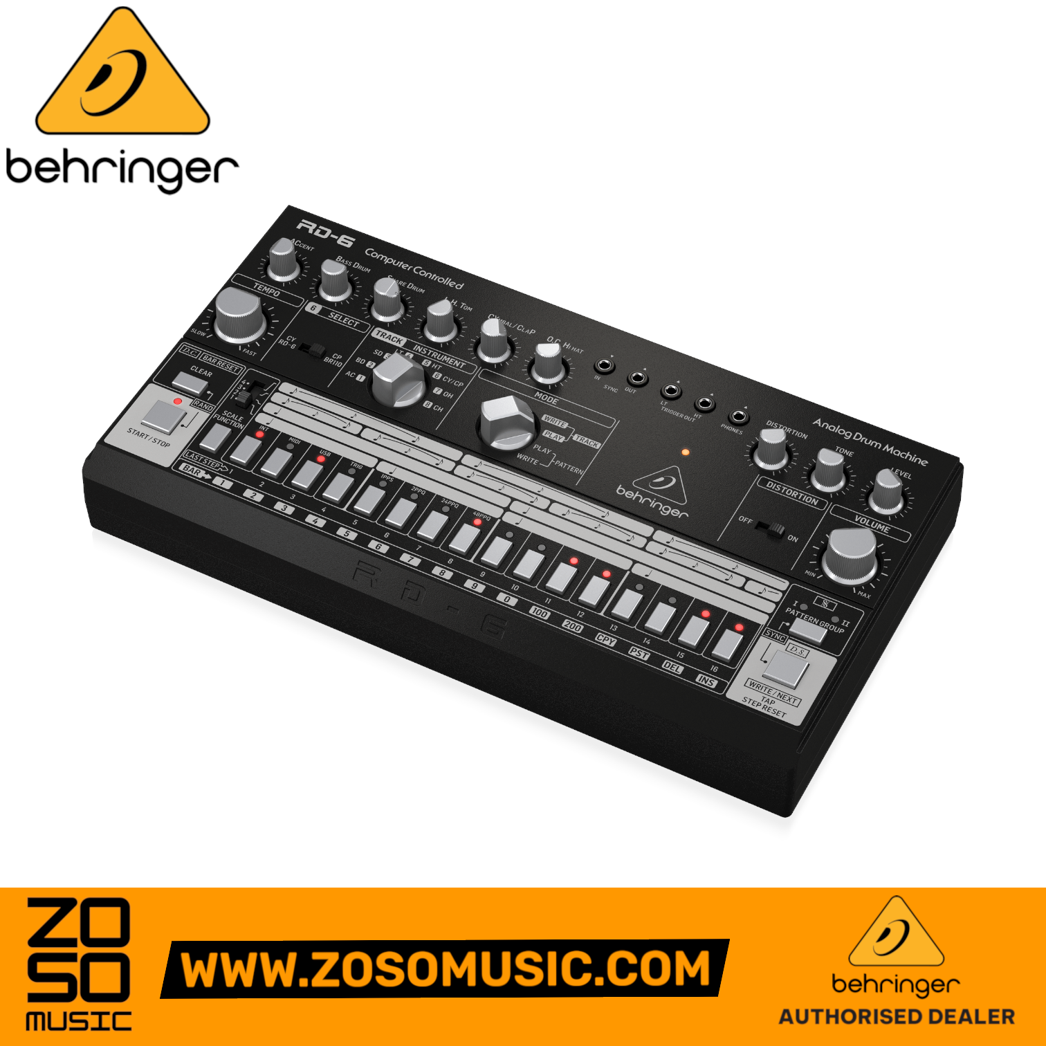 Behringer RD-6-BK Analog Drum Machine - Black | BEHRINGER , Zoso Music
