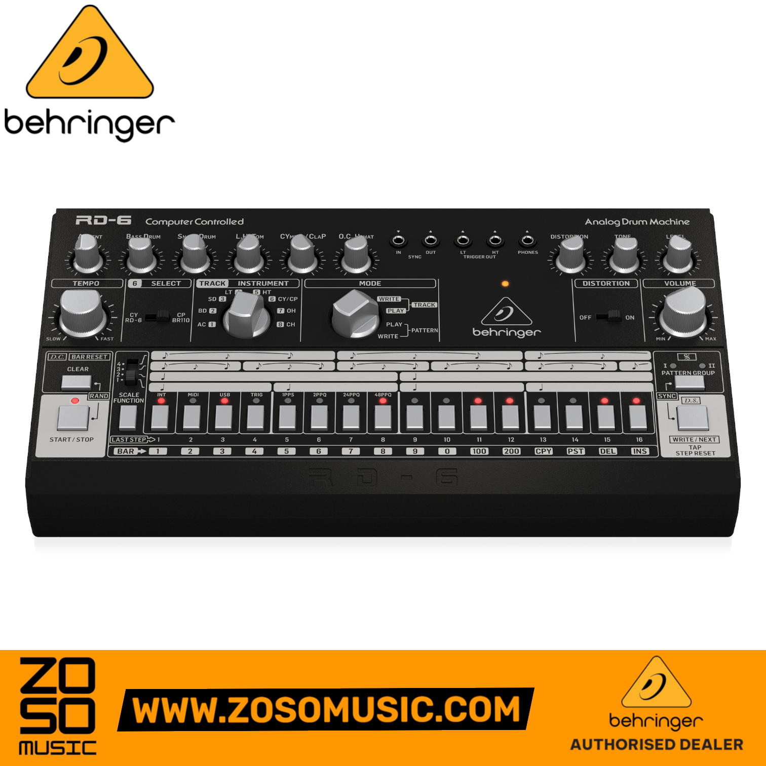 Behringer RD-6-BK Analog Drum Machine - Black | BEHRINGER , Zoso Music