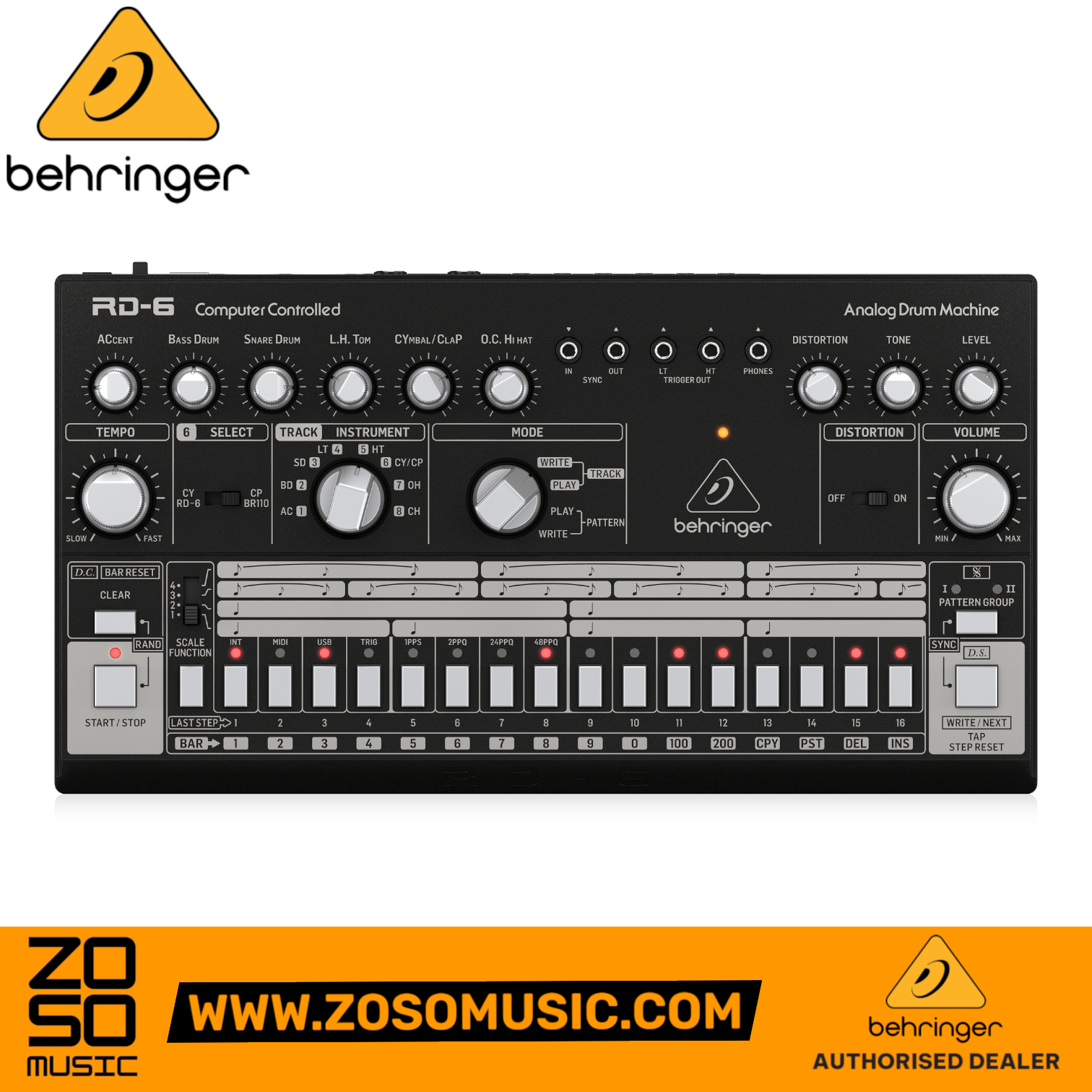 Behringer RD-6-BK Analog Drum Machine - Black | BEHRINGER , Zoso Music
