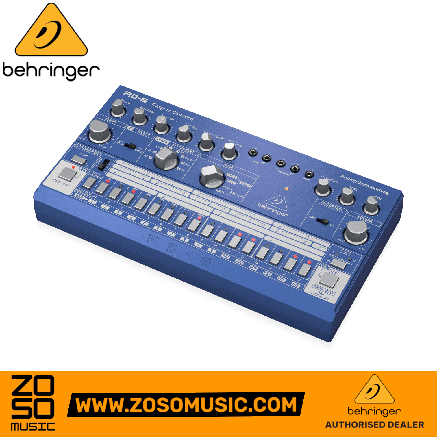 Behringer RD-6-BU Analog Drum Machine - Blue | BEHRINGER , Zoso Music