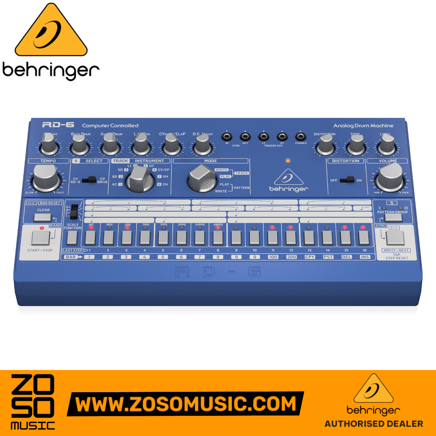 Behringer RD-6-BU Analog Drum Machine - Blue | BEHRINGER , Zoso Music