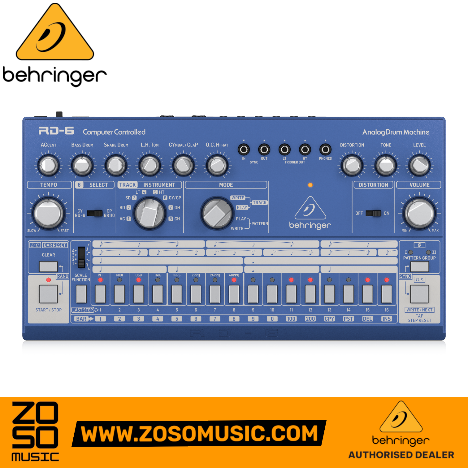 Behringer RD-6-BU Analog Drum Machine - Blue | BEHRINGER , Zoso Music
